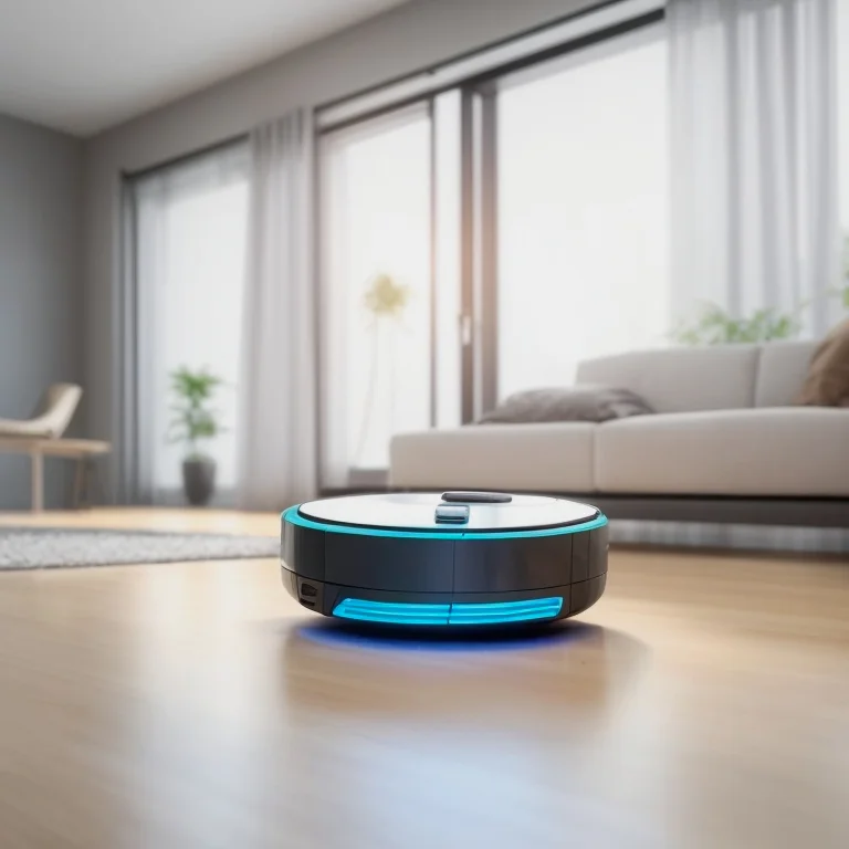 オフィスで清掃中のロボット掃除機